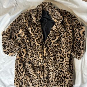 Leopard Print Faux Fur Jacket